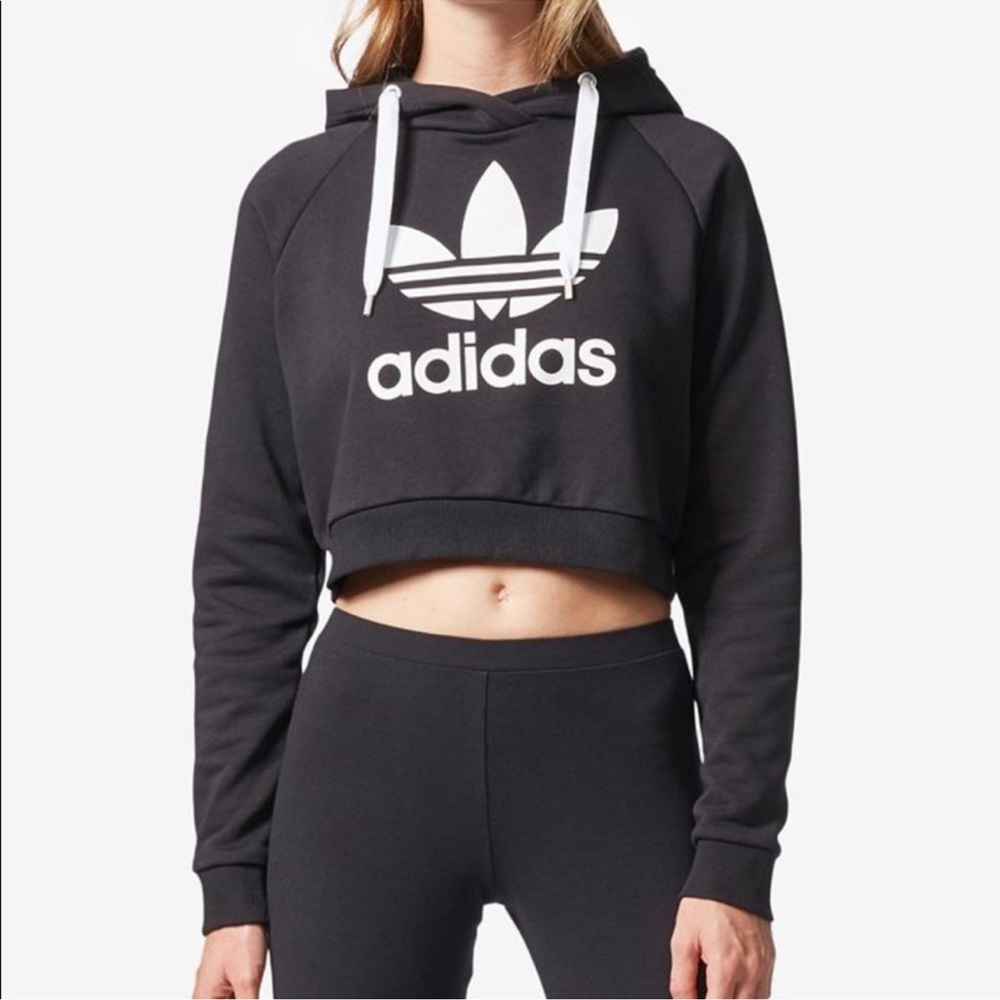 Adidas Black Cropped Hoodie